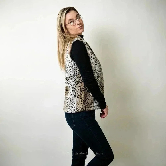 Vintage 1990s Leopard Animal Print Cobblestone Canyon Cheetah Faux Fur Vest - S - Picture 8 of 10